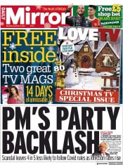 Daily Mirror () Newspaper Front Page for 11 December 2021
