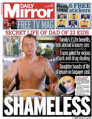 Daily Mirror () Newspaper Front Page for 11 January 2014