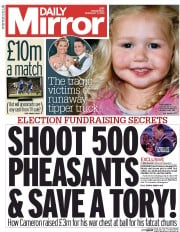 Daily Mirror () Newspaper Front Page for 11 February 2015