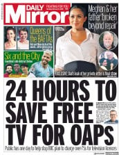 Daily Mirror () Newspaper Front Page for 11 February 2019