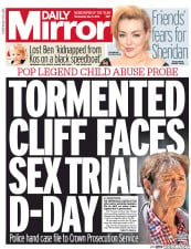 Daily Mirror () Newspaper Front Page for 11 May 2016