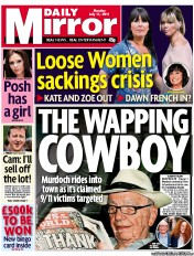 Daily Mirror () Newspaper Front Page for 11 July 2011