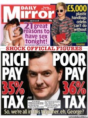 Daily Mirror () Newspaper Front Page for 11 July 2013