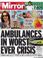 Daily Mirror () Newspaper Front Page for 11 July 2022