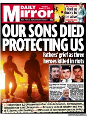 Daily Mirror () Newspaper Front Page for 11 August 2011