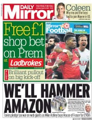 Daily Mirror () Newspaper Front Page for 11 August 2018