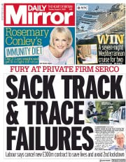 Daily Mirror () Newspaper Front Page for 11 August 2020