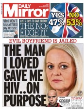 Daily Mirror () Newspaper Front Page for 11 September 2014