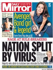 Daily Mirror () Newspaper Front Page for 11 September 2020