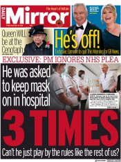 Daily Mirror () Newspaper Front Page for 12 November 2021