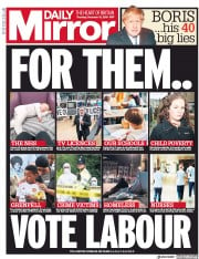 Daily Mirror () Newspaper Front Page for 12 December 2019