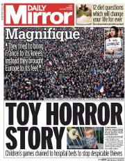 Daily Mirror () Newspaper Front Page for 12 January 2015