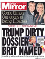 Daily Mirror () Newspaper Front Page for 12 January 2017