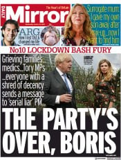 Daily Mirror () Newspaper Front Page for 12 January 2022