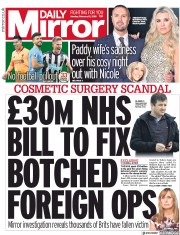 Daily Mirror () Newspaper Front Page for 12 February 2018