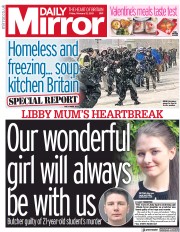 Daily Mirror () Newspaper Front Page for 12 February 2021