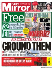 Daily Mirror () Newspaper Front Page for 12 March 2019