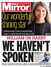 Daily Mirror () Newspaper Front Page for 12 March 2021