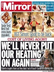 Daily Mirror () Newspaper Front Page for 12 April 2022