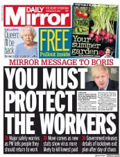 Daily Mirror () Newspaper Front Page for 12 May 2020