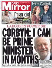 Daily Mirror () Newspaper Front Page for 12 June 2017