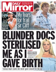 Daily Mirror () Newspaper Front Page for 12 July 2017