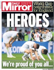 Daily Mirror () Newspaper Front Page for 12 July 2018