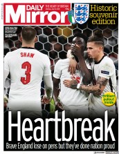Daily Mirror () Newspaper Front Page for 12 July 2021
