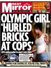 Daily Mirror () Newspaper Front Page for 12 August 2011