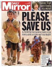 Daily Mirror () Newspaper Front Page for 12 August 2014