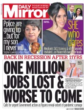 Daily Mirror () Newspaper Front Page for 12 August 2020