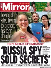 Daily Mirror () Newspaper Front Page for 12 August 2021