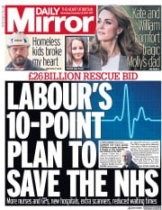 Daily Mirror () Newspaper Front Page for 13 November 2019