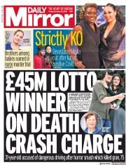 Daily Mirror () Newspaper Front Page for 13 November 2020