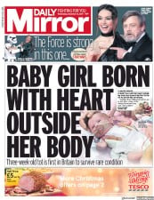 Daily Mirror () Newspaper Front Page for 13 December 2017