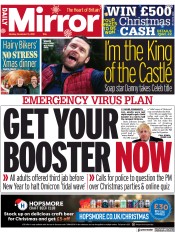 Daily Mirror () Newspaper Front Page for 13 December 2021