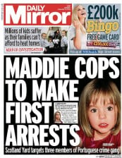 Daily Mirror () Newspaper Front Page for 13 January 2014