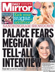 Daily Mirror () Newspaper Front Page for 13 January 2020