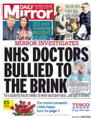 Daily Mirror () Newspaper Front Page for 13 February 2020