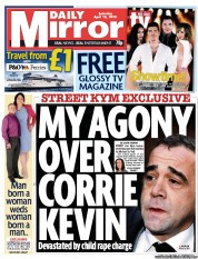 Daily Mirror () Newspaper Front Page for 13 April 2013