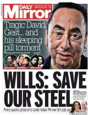 Daily Mirror () Newspaper Front Page for 13 April 2016
