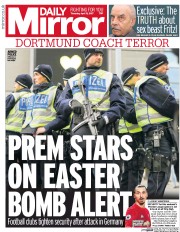 Daily Mirror () Newspaper Front Page for 13 April 2017