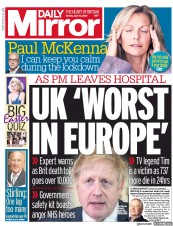 Daily Mirror () Newspaper Front Page for 13 April 2020