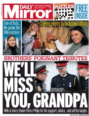 Daily Mirror () Newspaper Front Page for 13 April 2021