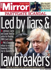 Daily Mirror () Newspaper Front Page for 13 April 2022