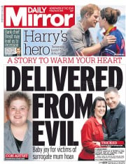 Daily Mirror () Newspaper Front Page for 13 May 2016