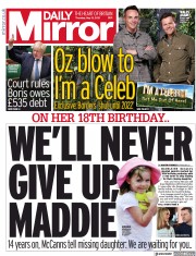Daily Mirror () Newspaper Front Page for 13 May 2021