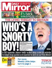 Daily Mirror () Newspaper Front Page for 13 June 2019