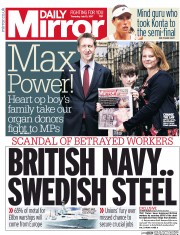 Daily Mirror () Newspaper Front Page for 13 July 2017
