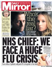 Daily Mirror () Newspaper Front Page for 13 September 2017